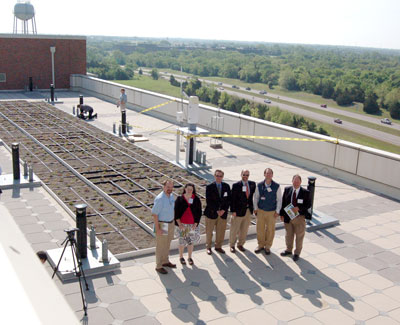 image of employees at Green Roof Open House, Nat'l Weather Center