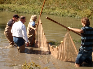 image of OCC staff seining for fish