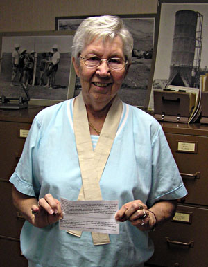 image of Jane Cunningham wearing a "hug" 