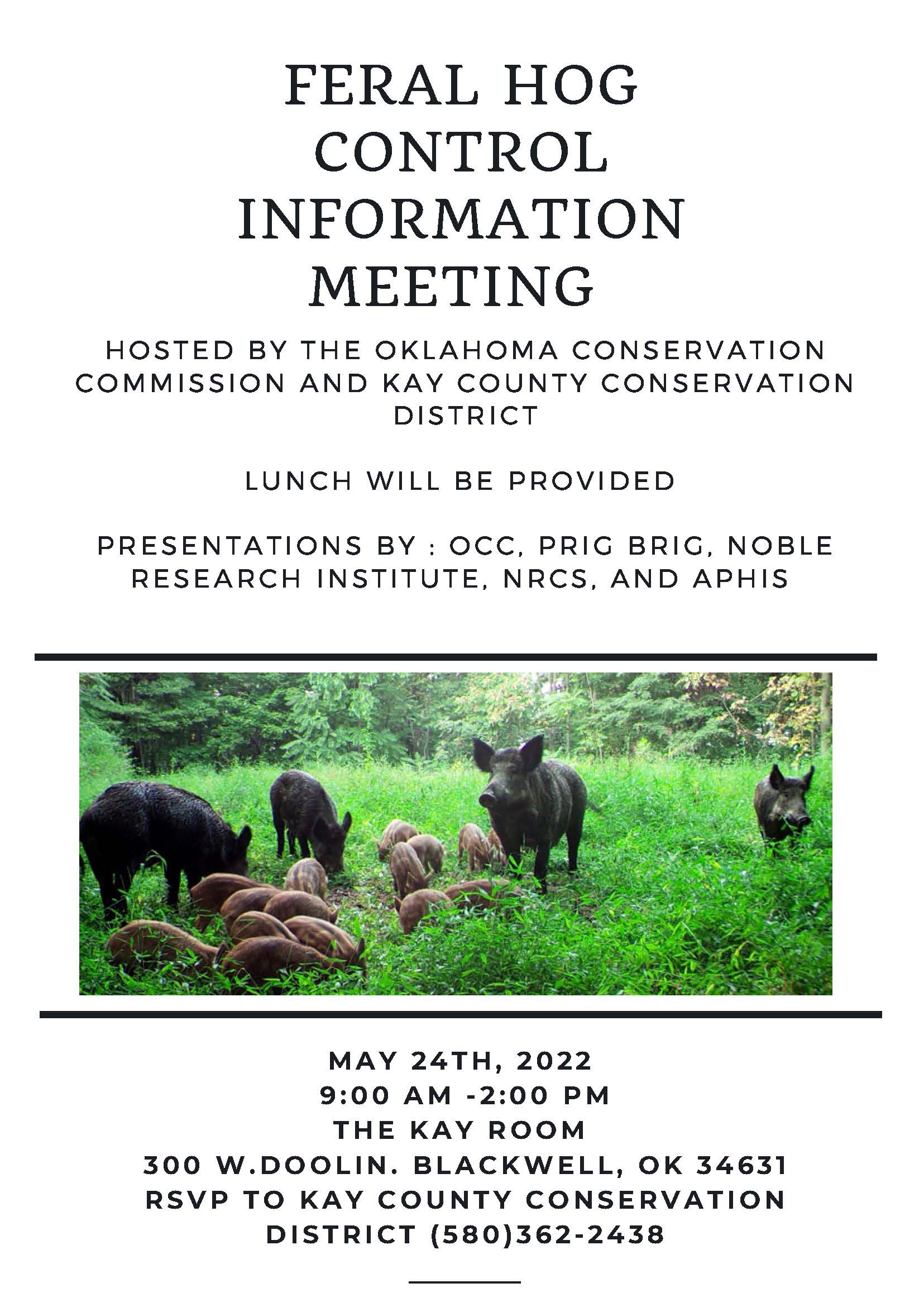 Feral Swine Information Meeting: Hosted by OCC and Kay County Conservation  District – Oklahoma Conservation Commission